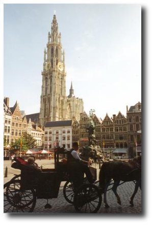 Antwerp city square & Cathedral of Our Lady